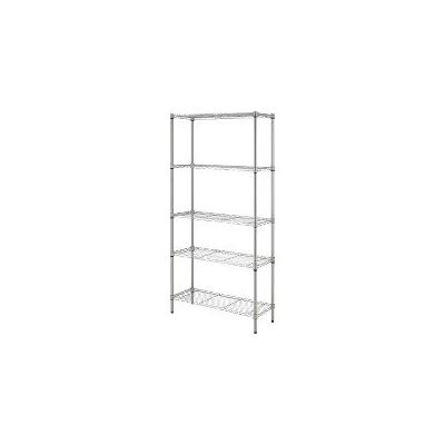 Lorell Light-Duty Wire Shelving - 5 Tier(s) - 72" Height x 36" Width x 14" Depth - Floor - Silver -