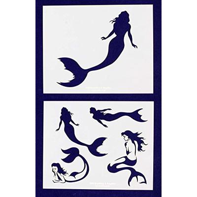 Mermaid Stencils - 2 Piece Set - 8 X 10 Inches