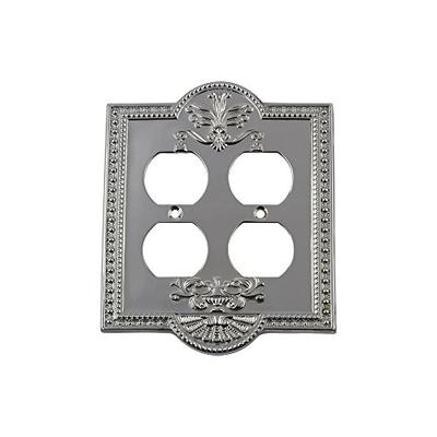 Nostalgic Warehouse 719861 Meadows Switch Plate with Double Outlet Bright Chrome