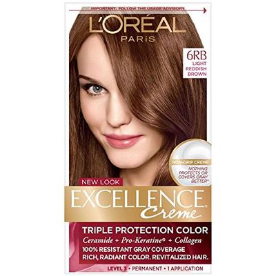 L'Oreal Excellence Creme Triple Protection Hair Color, Light Reddish Brown (Warmer) [6RB] 1 Each (Pa