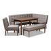 Baxton Studio Arvid Mid-Century Modern Gray Fabric 5-PC Wood Dining Nook Set- BBT8051-Grey/Walnut-5PC Dining Nook Set