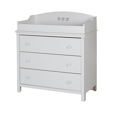 South Shore Cotton Candy Changing Table and Dresser with Drawers, Pure White