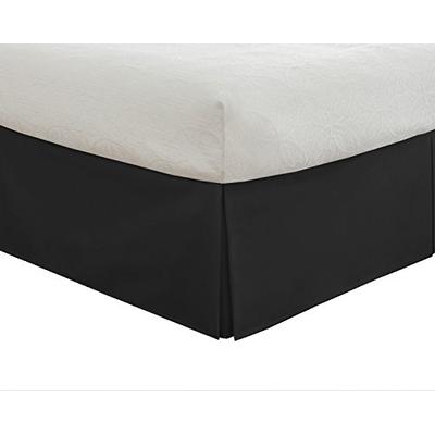 Lux Hotel Bedding Tailored Bed Skirt, Classic 14" Drop Length, Pleated Styling, Cali King, Black