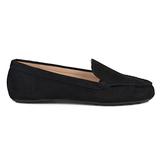 Brinley Co. Womens Comfort Sole Faux Nubuck Laser Cut Loafers Black, 5.5 Regular US screenshot. Shoes directory of Clothing & Accessories.