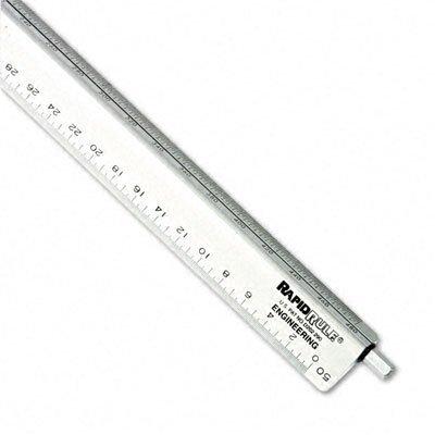 Chartpak 240 Adjustable Triangular Scale Aluminum Engineers Ruler, 12", Silver