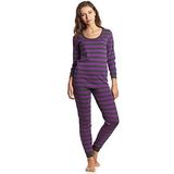 Leveret Womens Fitted Striped 2 Piece Pajama Set 100% Cotton (X-Large, Purple & Grey) screenshot. Pajamas directory of Lingerie.