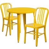 Flash Furniture 30'' Round Yellow Metal Indoor-Outdoor Table Set with 2 Vertical Slat Back Chairs screenshot. Patio Furniture directory of Outdoor Furniture.