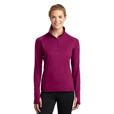 Sport-Tek Women's Sport Wick Stretch 1/2 Zip Pullover, Pink Rush, Small