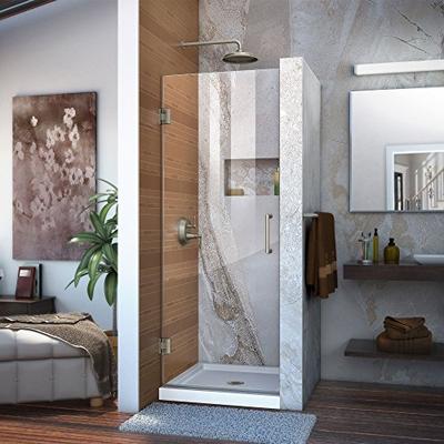 DreamLine Unidoor 26 in. Frameless Hinged Shower Door in Brushed Nickel finish, SHDR-20267210F-04