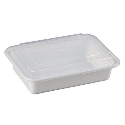 38 oz Microwaveable White Rectangular Container Lid Combo 150 CT