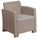 Flash Furniture Charcoal Faux Rattan Chair with All-Weather Light Gray Cushion