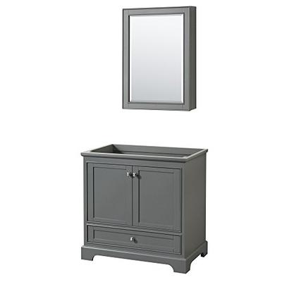 Wyndham Collection Deborah 36 inch Single Bathroom Vanity in Dark Gray, No Countertop, No Sink, and