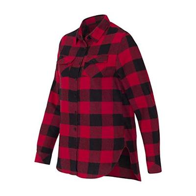 Burnside Womens Yarn-Dyed Long Sleeve Flannel Shirt (5210) -Red/Black -M