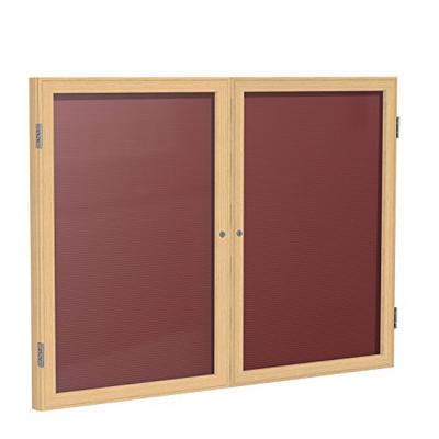 Ghent 4" x 5" 2-Door Wood Frame Oak Finish Enclosed Flannel Letter Board, Burgundy