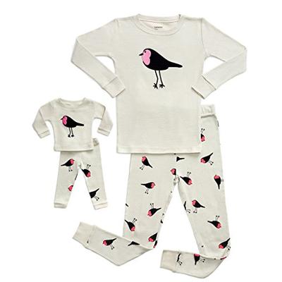 Leveret Bird Matching Doll & Girl 2 Piece Pajama Set 100% Cotton 6 Years