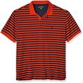 Nautica Men's Classic Fit Short Sleeve 100% Cotton Stripe Soft Polo Shirt, Orange Poppy, XXX-Large Tall