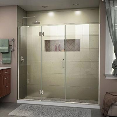 DreamLine Unidoor-X 72-72 1/2 in. W x 72 in. H Frameless Hinged Shower Door in Brushed Nickel, D3262