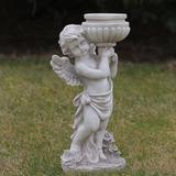 Northlight Seasonal 17.5" Cherub Angel Bird Bath Outdoor Garden Statue Resin in Brown/White | 18 H x 10 W x 7 D in | Wayfair NORTHLIGHT LY16094