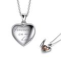 LOANGO 925 Sterling Silver Personalised Locket Necklace Heart Shaped Forever in My Heart Photo Locket Necklace Jewelry for Women