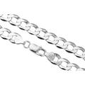 Aka Gioielli® - Women Men Rhodium Plated 925 Sterling Silver Necklace - Flat Cuban Curb Chain 9.1 mm - 20 inch