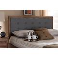 Baxton Studio Sarine Mid-Century Modern Dark Grey Fabric Walnut Brown Finished Wood Queen Size Headboard - MG97053-Dark Grey/Ash Walnut-HB-Queen