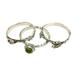 Peridot stacking rings, 'Tree Frog' (set of 3)