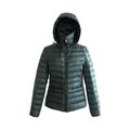 Lotus Dew Women's Down Jacket Packable Quilted Coat with Zipper Hood and Pockets (Green, S)