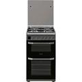 Hotpoint 50cm Double Cavity Gas Cooker with Lid - Stainless Steel