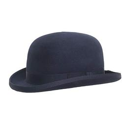 Men's Navy 100% Wool Felt Traditional Wool Derby Bowler Hat