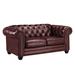 Astoria Grand Ornellas 70" Leather Match Rolled Arm Loveseat Leather Match/Manufactured Wood in Brown | 31 H x 70 W x 38 D in | Wayfair