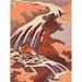 ArtVerse Japanese Waterfall Wood Block Print Removable Wall Decal Vinyl in Orange/Red/Brown | 28" H x 22" W | Wayfair HOK031A2228A