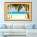 East Urban Home Window Frame Beach Scene Wall Decal Vinyl in White | 28 H x 36 W in | Wayfair 92EB2461837D43C4B5B7E655D69209EB