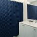 East Urban Home Katelyn Elizabeth Geometric Ombre Stripe Single Shower Curtain Polyester in Blue/Black, Size 74.0 H x 71.0 W in | Wayfair