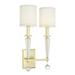 Everly Quinn 2 - Light Dimmable Armed Sconce Metal/Fabric in Yellow | 18.5 H x 11.5 W x 7.25 D in | Wayfair 358219A1C23E42D8A4739CAD23651B72