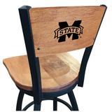 Holland Bar Stool NCAA Swivel Bar Stool Upholstered/Metal in Black | 39 H x 18.5 W x 17 D in | Wayfair L03825BWMedMplAMssStUMedMpl