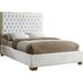 Everly Quinn Spadaro Tufted Upholstered Platform Bed Wood in White/Yellow/Brown | 58.5 H x 59.5 W x 81.5 D in | Wayfair