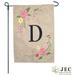 JEC Home Goods Spring Rose Monogram 2-Sided Polyester 18 x 13 in. Garden Flag in Brown | 18 H x 12.5 W in | Wayfair GF10008-D