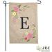 JEC Home Goods Spring Rose Monogram 2-Sided Polyester 18 x 13 in. Garden Flag in Brown | 18 H x 12.5 W in | Wayfair GF10008-E
