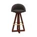 ARTLESS X3 Swivel 38" Bar Stool Wood/Upholstered/Leather/Genuine Leather in White/Black/Yellow | 38 H x 19 W x 18 D in | Wayfair A-X3-SS-L-A-BWO-B