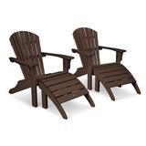 POLYWOOD® Seashell Adirondack Set w/ Ottomans | 38.5 H x 55 W x 65 D in | Wayfair PWS113-1-MA