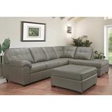 Gray Sectional - Red Barrel Studio® Yarber 124" Wide Genuine Leather Right Hand Facing Corner Sectional w/ Ottoman Genuine Leather | Wayfair