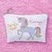 Harriet Bee One of a Kind Unicorn Personalized Pouch Travel Case Fabric in White | 6 H x 8.5 W x 0.25 D in | Wayfair