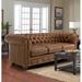 17 Stories Melany 86" Genuine Leather Rolled Arm Chesterfield Sofa Genuine Leather in Brown | 31 H x 86 W x 40 D in | Wayfair