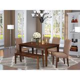 Winston Porter Kaila 6 - Person Solid Wood Dining Set Wood/Upholstered in Brown | Wayfair C9A64A951083491891C25903EACFA62F
