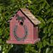 Home Bazaar Bird in Hand Huntington Horseshoe House 10 in x 7.5 in x 7.5 in Birdhouse Wood in Red | 10 H x 7.5 W x 7.5 D in | Wayfair HBA-1018RS