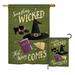 Breeze Decor 2 Piece Something Wicked Fall Halloween Impressions Decorative Vertical 2-Sided Polyester Flag Set in Green | 40 H x 28 W in | Wayfair