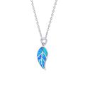 Kanishka Women's Necklaces Silver - Blue Lab-Created Opal & Sterling Silver Leaf Pendant Necklace