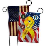 Breeze Decor 2 Piece Support Our Troops Freedom Americana Military Impressions Decorative Vertical 2-Sided Flag Set in Blue/Red/Yellow | Wayfair