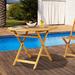 Millwood Pines Sanner Folding Wooden Bistro Outdoor Table Wood in Brown/White | 28.25 H x 39.25 W x 39.25 D in | Wayfair