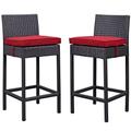 Lift Outdoor Bar Stool in Espresso & Red (Set of 2) EEI-1281-EXP-RED